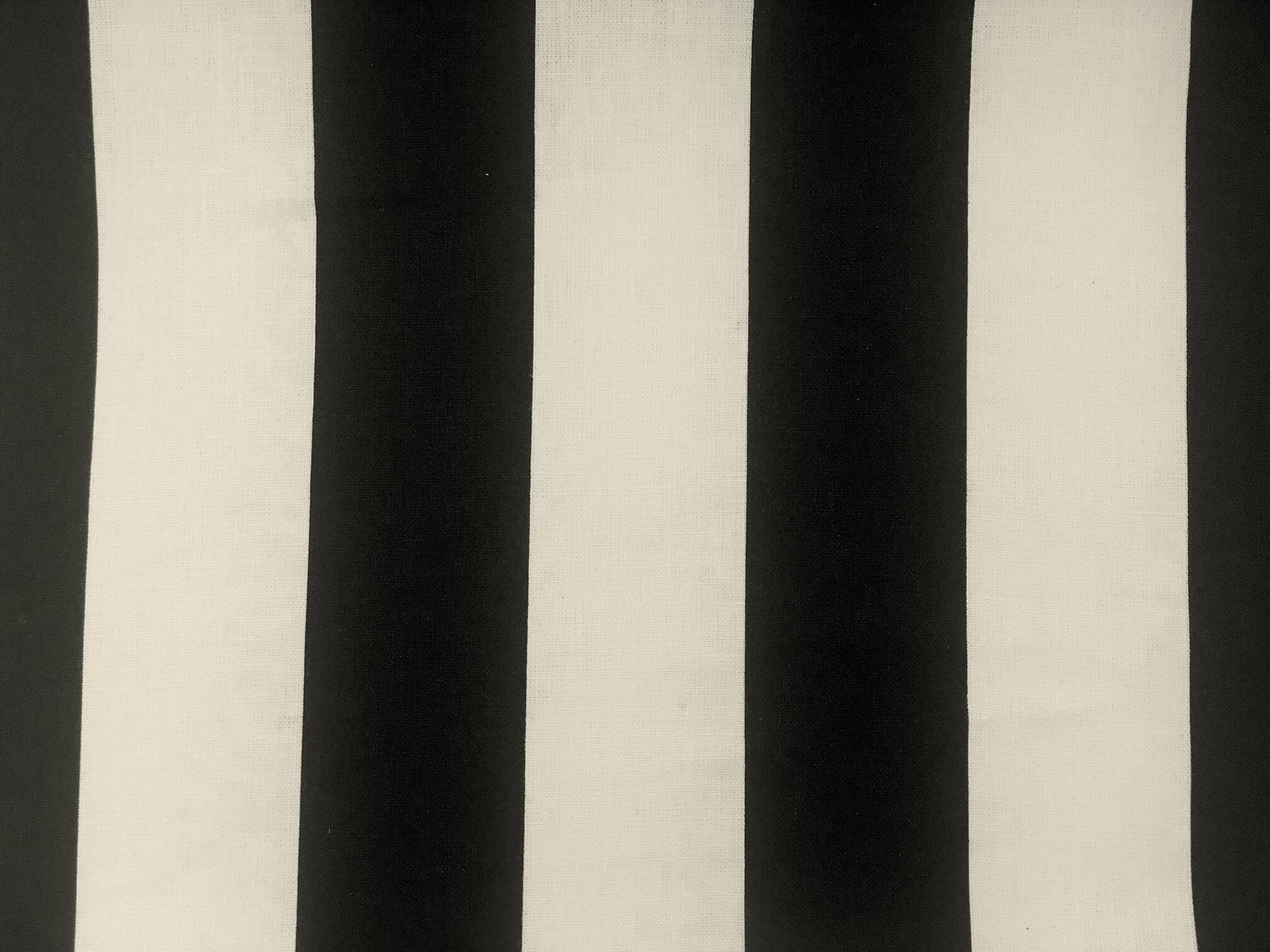 Linen Upholstery Printed Stripe in Black and Ivory0