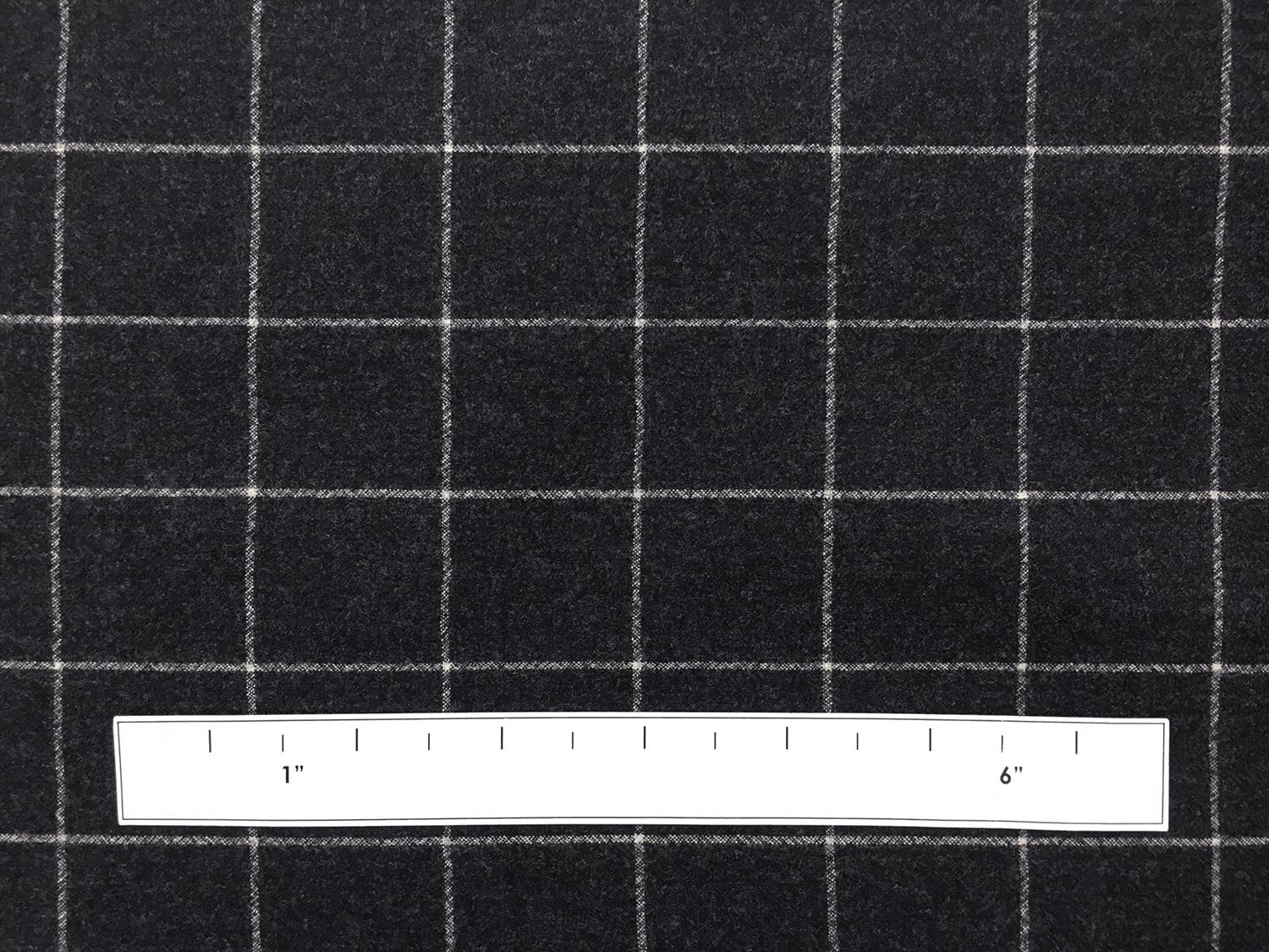 Italian Virgin Wool And Lycra Window Pane Flannel in Charcoal1