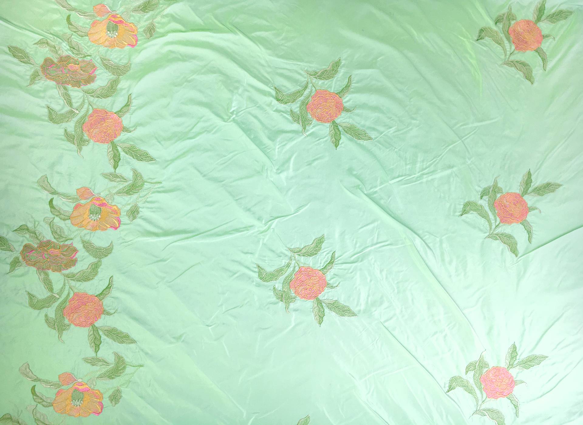 Metallic Embroidered Silk Shantung with Large Florals0