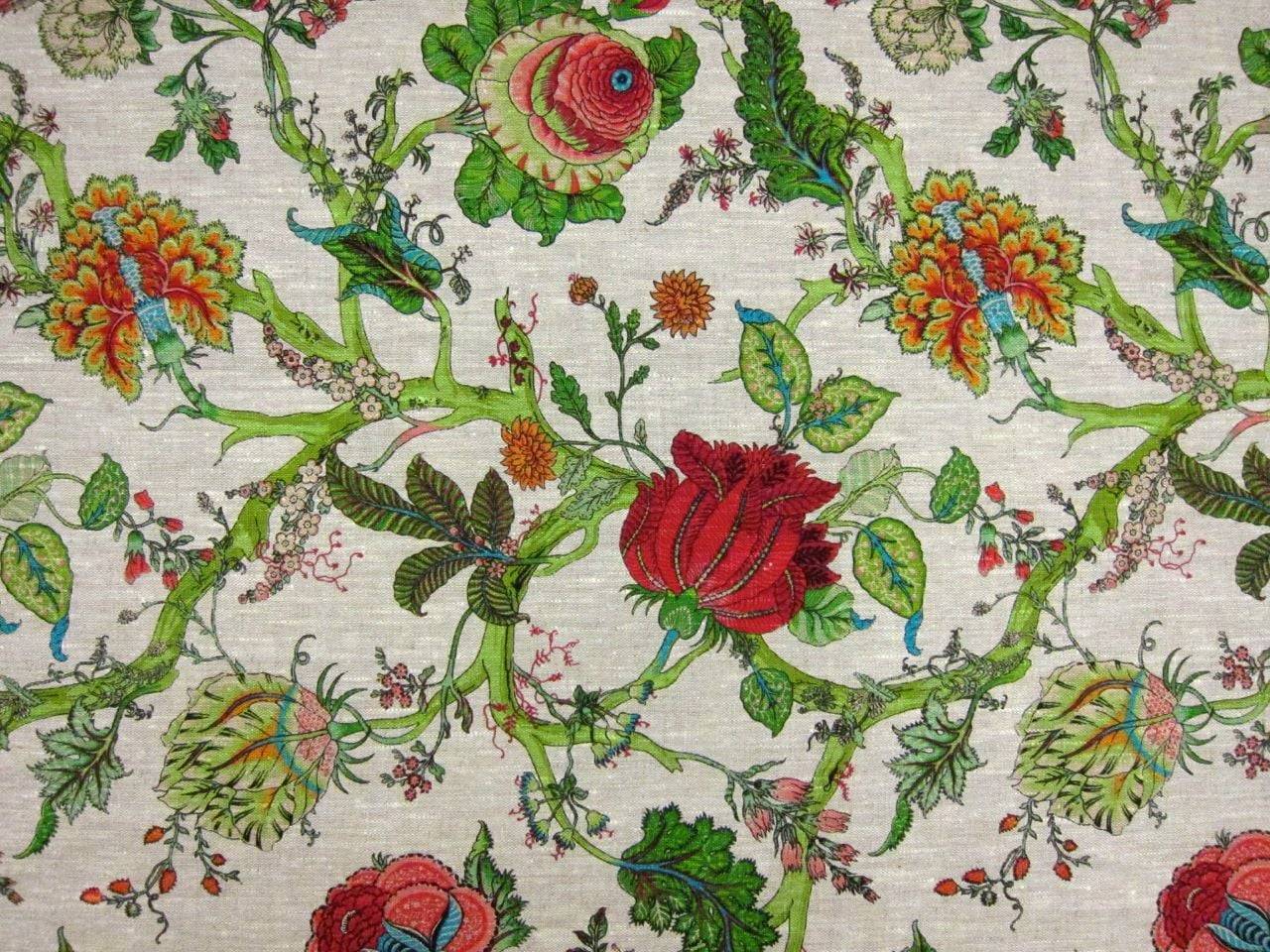Linen Upholstery Floral Print0
