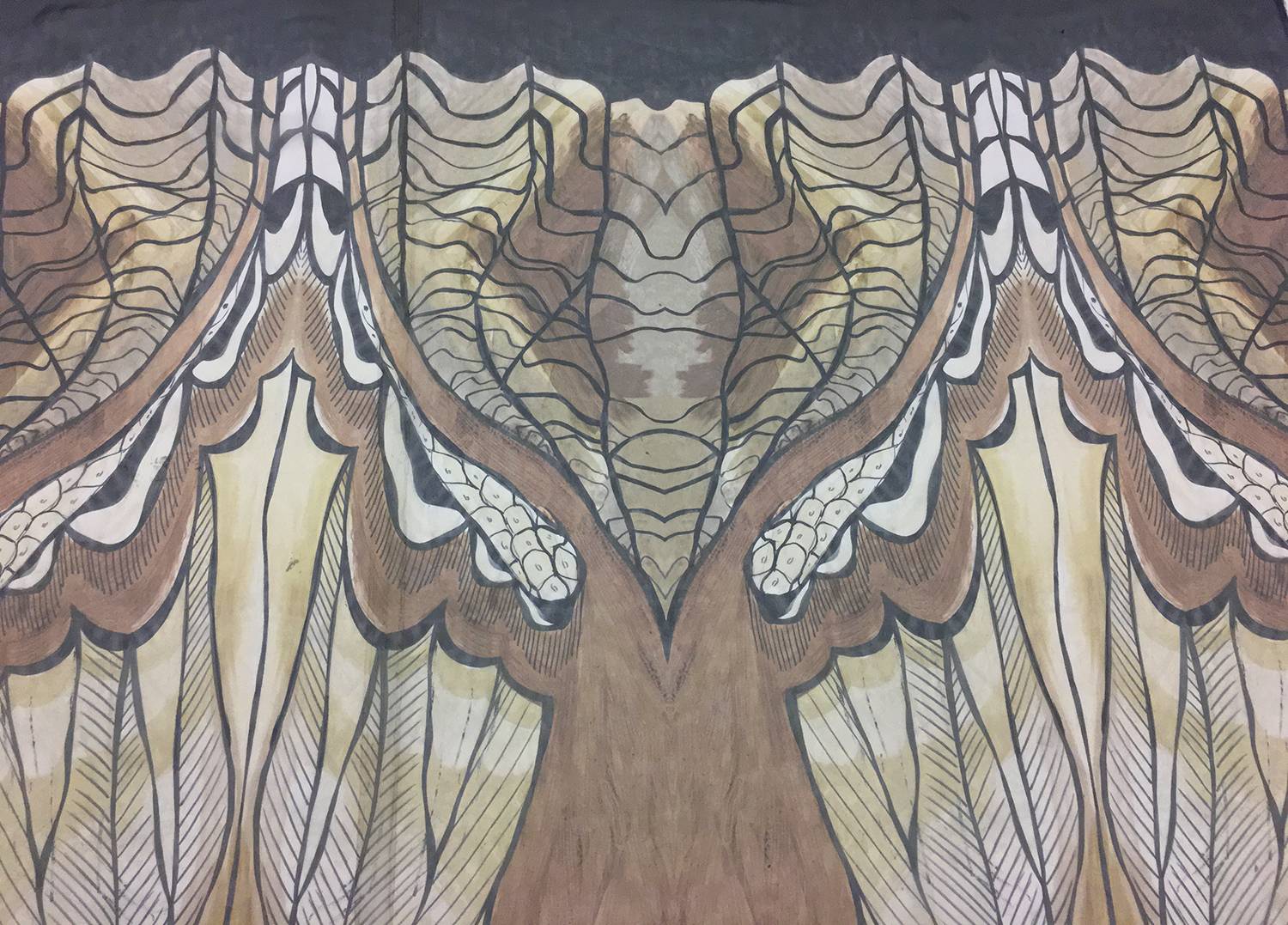 Italian Silk Chiffon Panel With Abstract Large Scale Print0