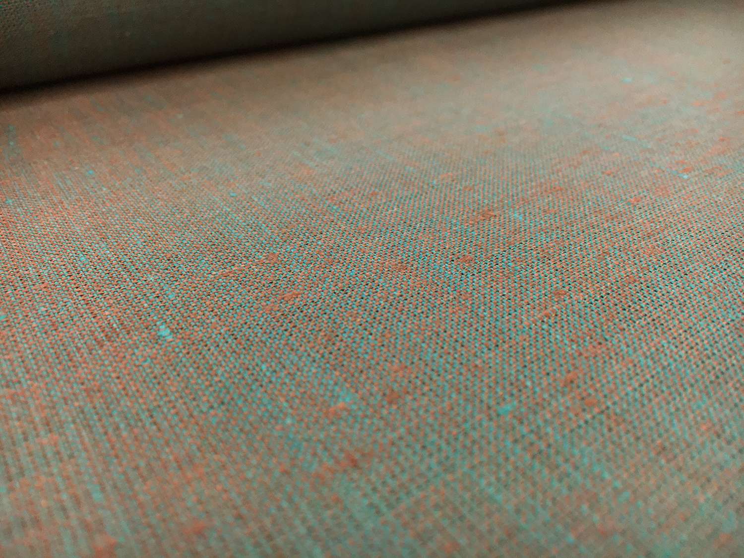 Two Toned Lightweight Linen in Turquoise Burnt Orange