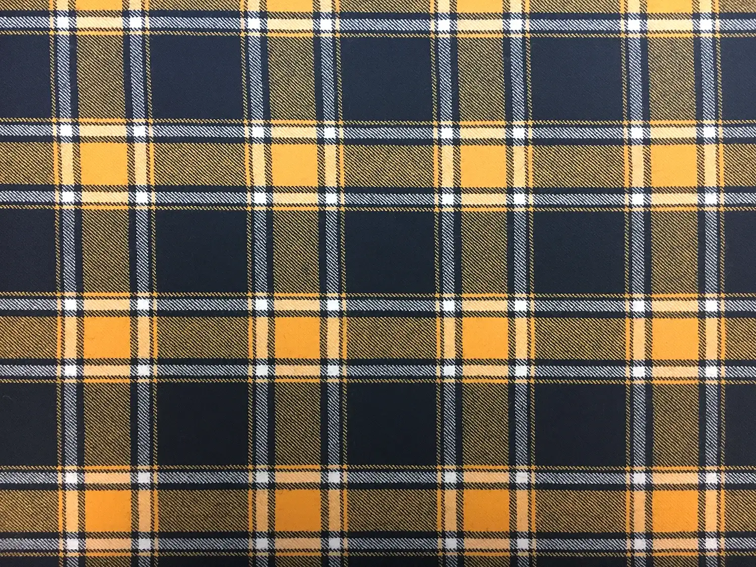 Italian Virgin Wool Tartan Plaid in Yellow and Navy0