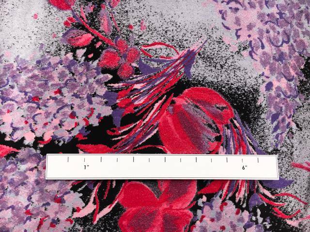 Printed Silk and Rayon Panné Velvet with Retro Floral Motifs1