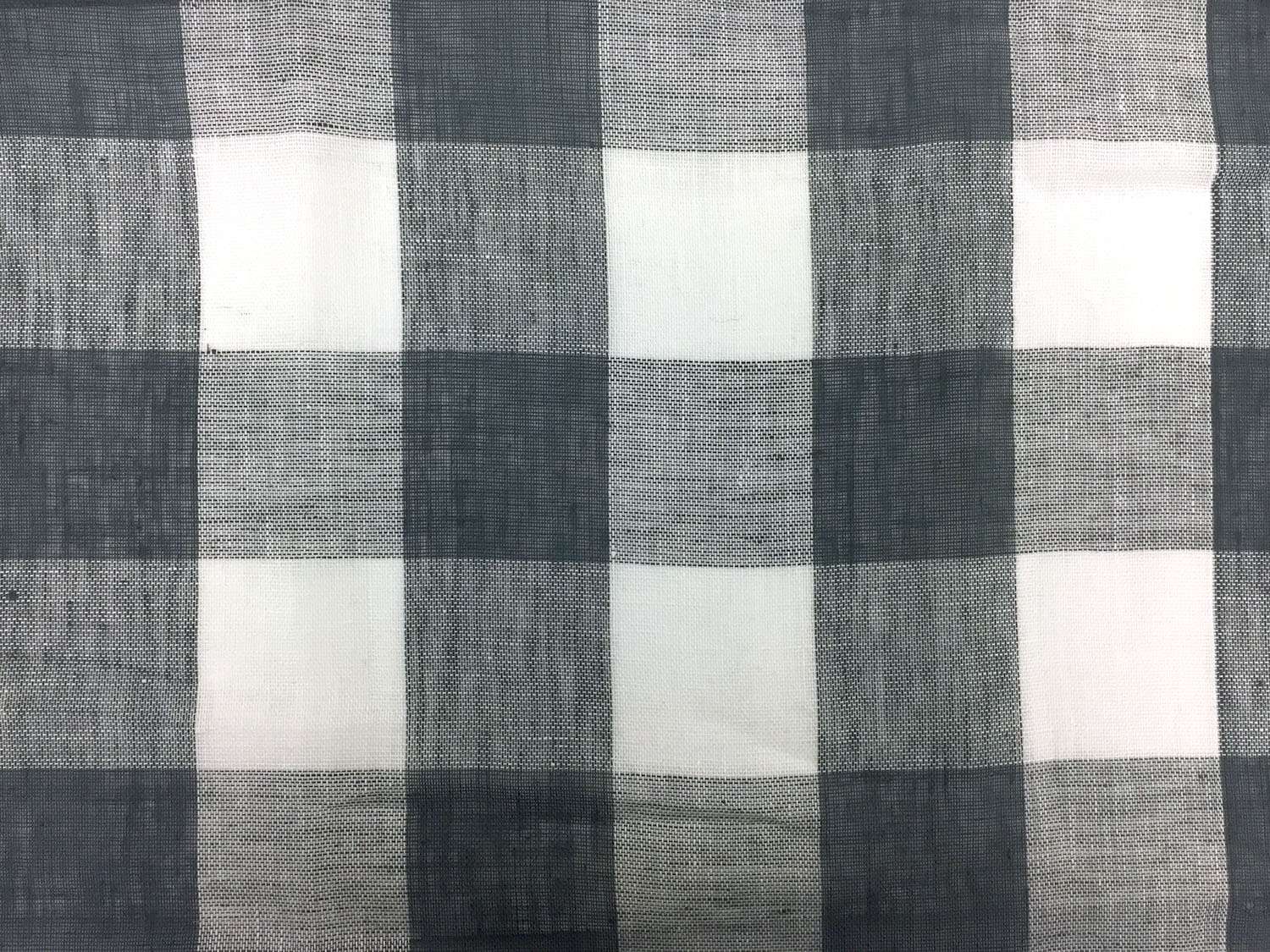 Linen Mesh Plaid in Charcoal and Ivory