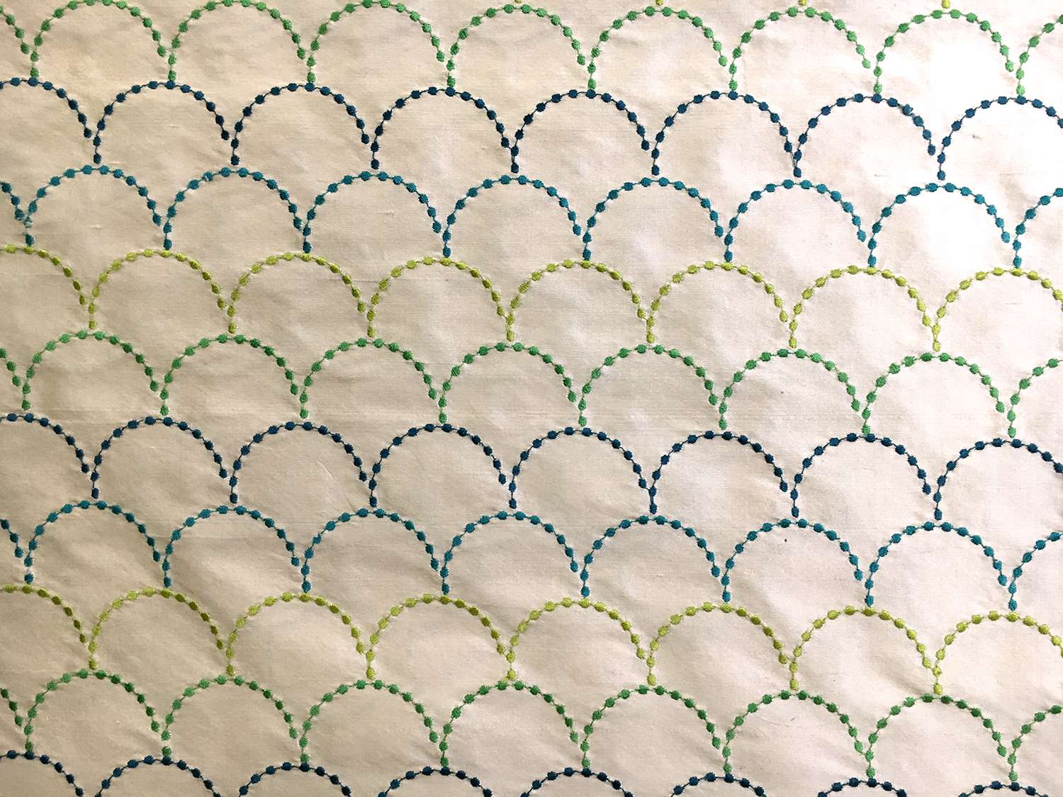 Silk Shantung with and Embroidered Scale Pattern0