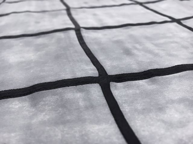 Silk Charmeuse Panel with Black Puff Paint Grid2