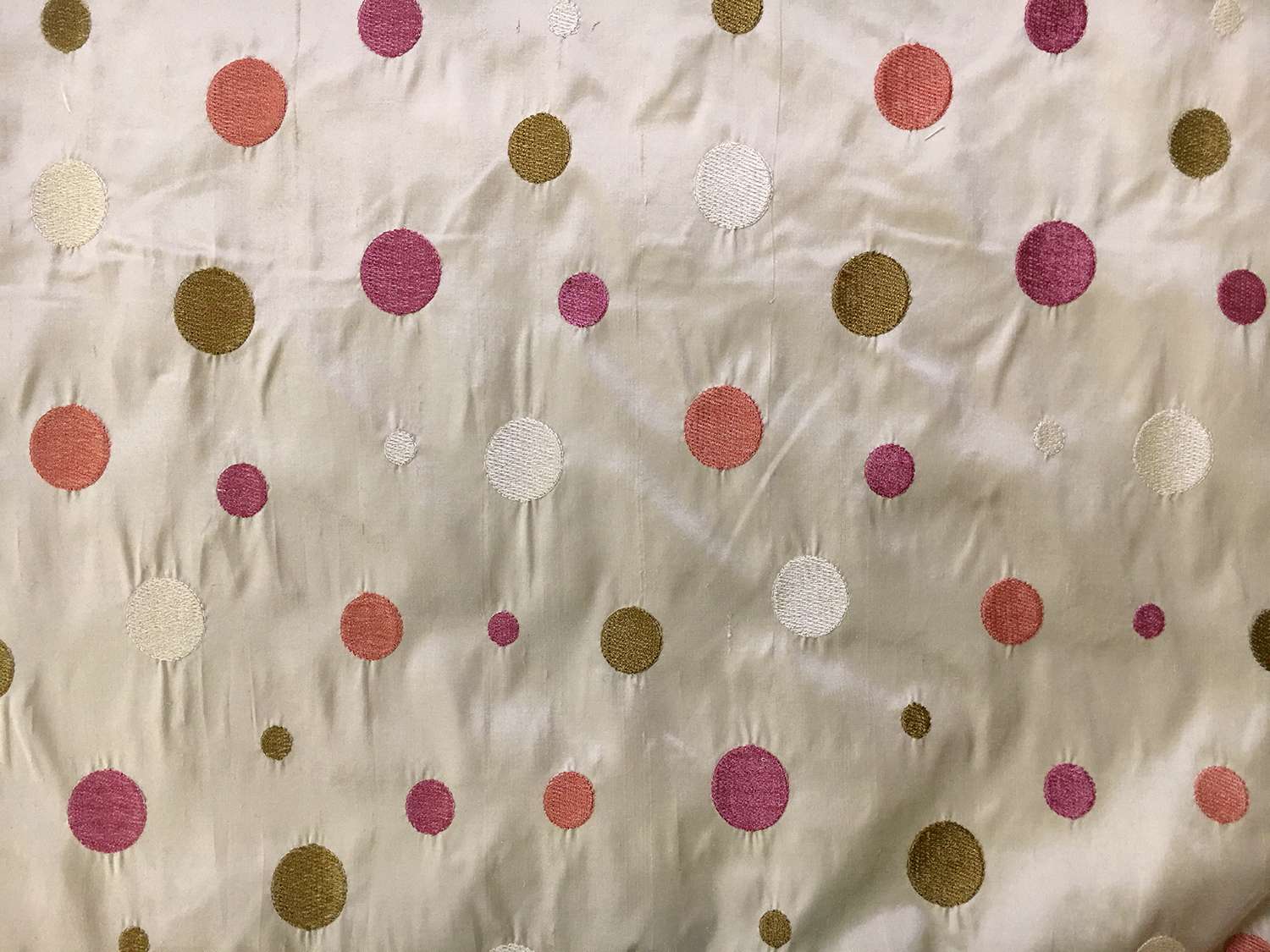 Silk Shantung with Embroidered Polka Dots0