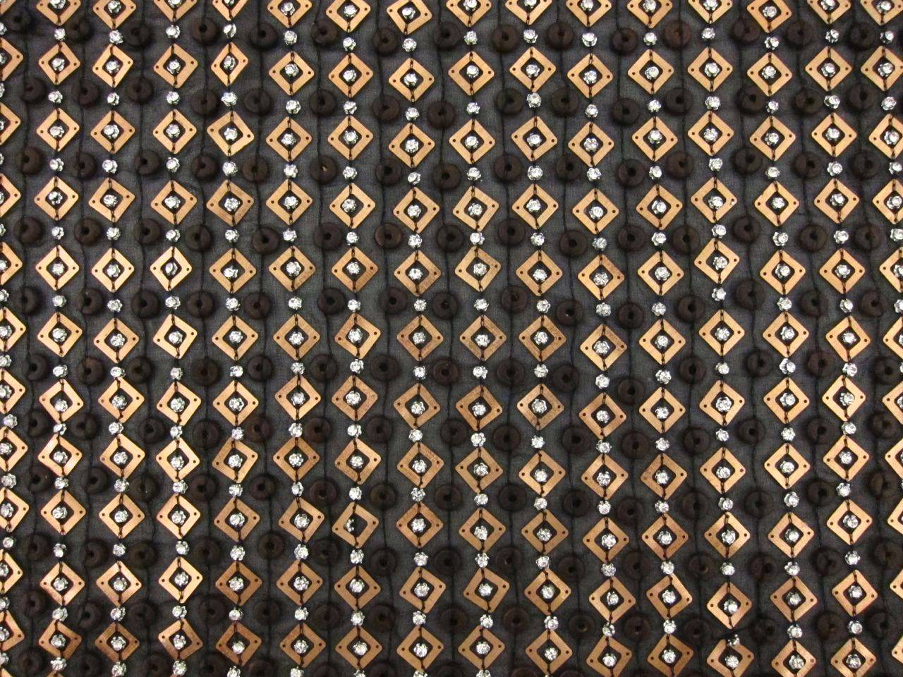 Novelty Sequins Beads and Crystals on Silk Chiffon0