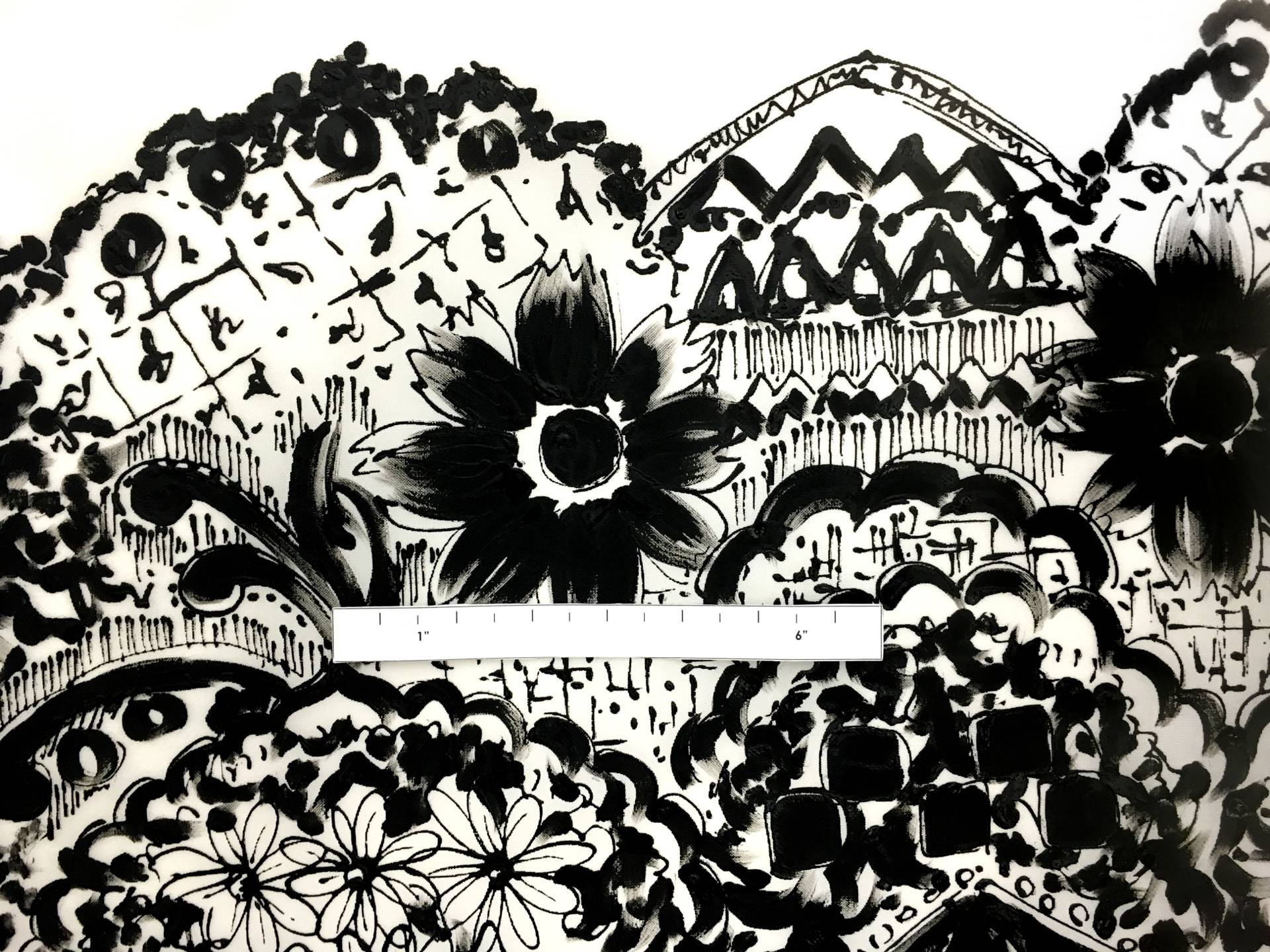 Hand Painted Lacquer Border Silk Gazar Panel2