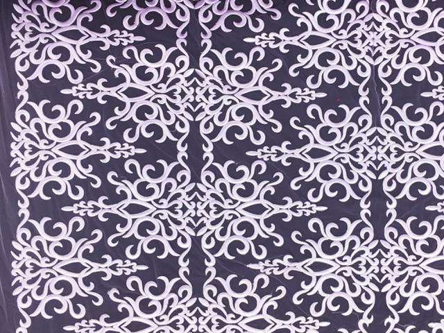 Heavily Embroidered Lilac Tulle0
