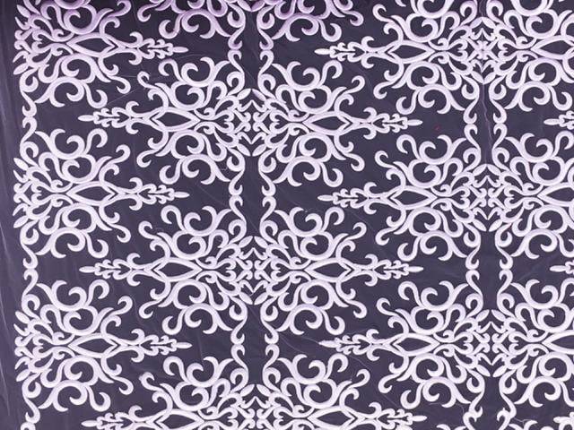 Heavily Embroidered Lilac Tulle0