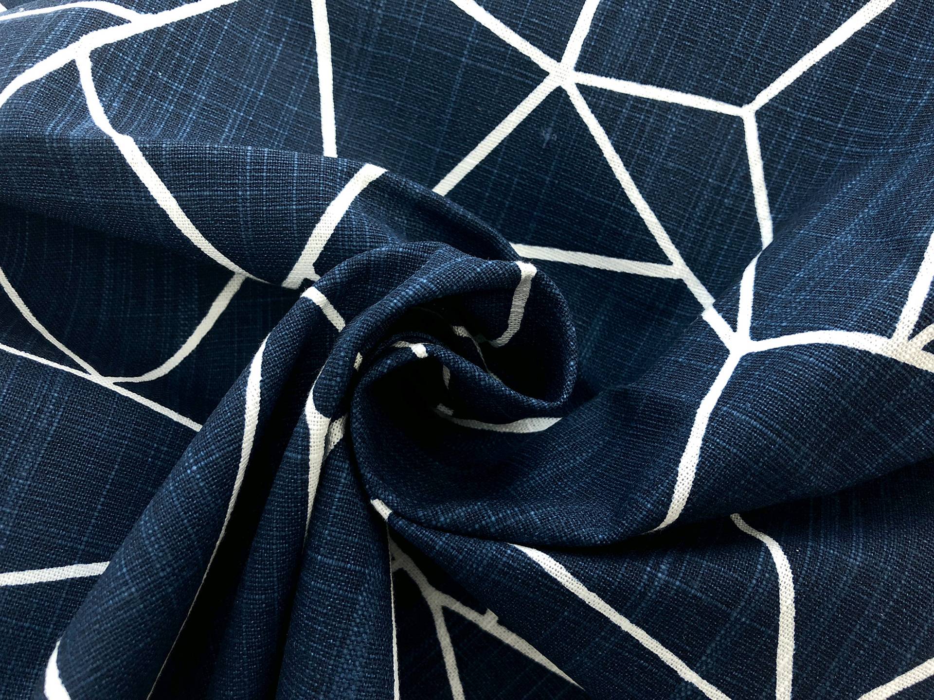 Denim Blue Cut Glass Cotton Upholstery Print1