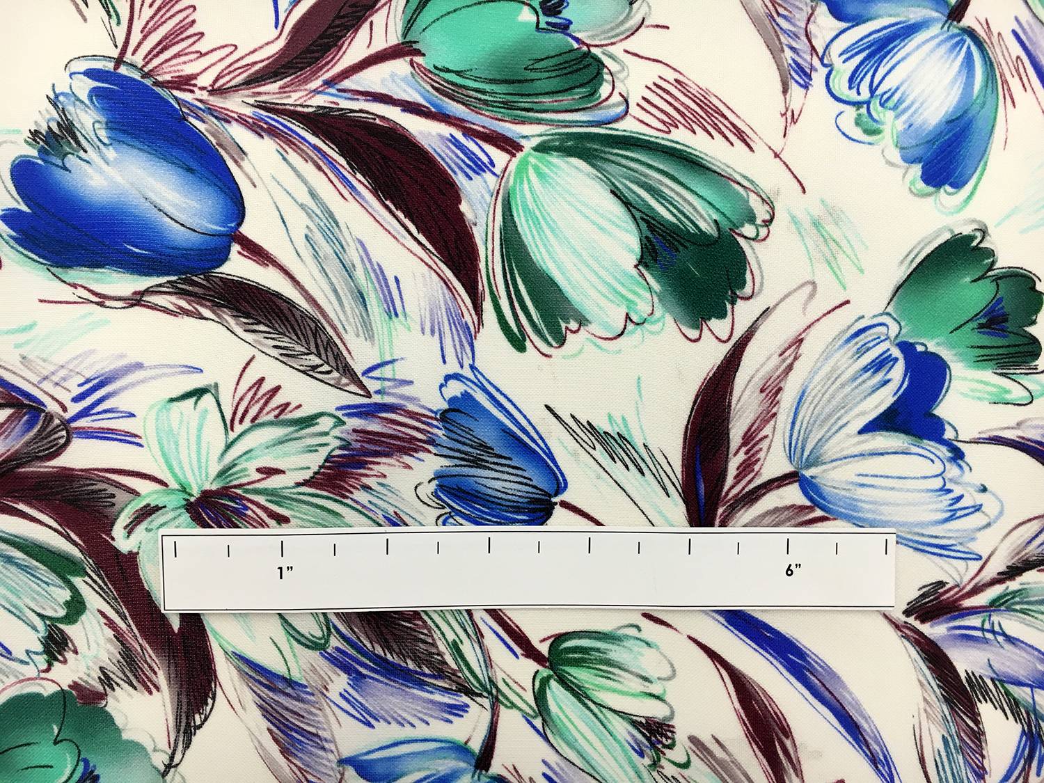 Printed Silk Gazar with Artistic Sketch Tulips1