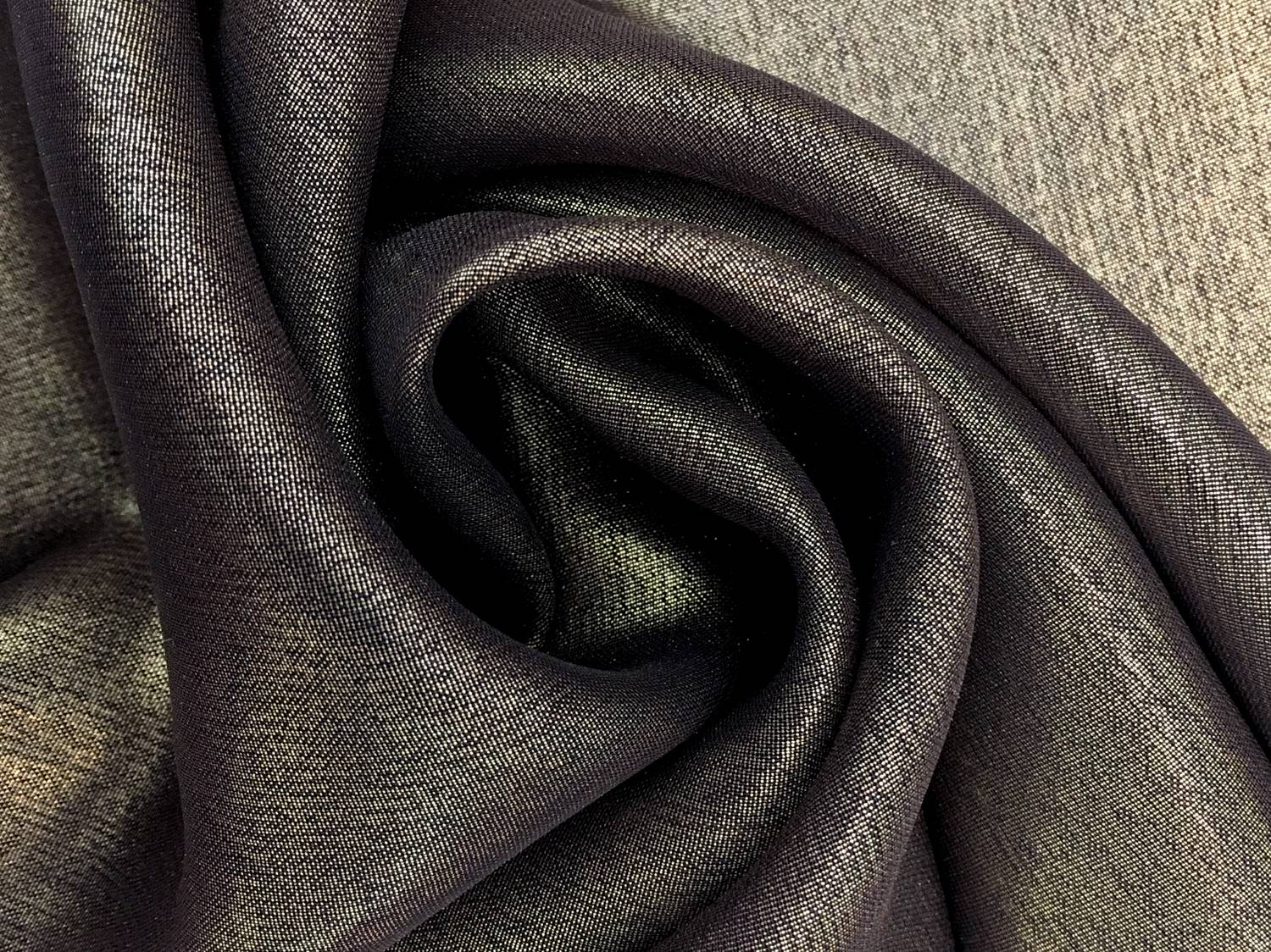 Microfiber Gold Metallic Chiffon in Navy0