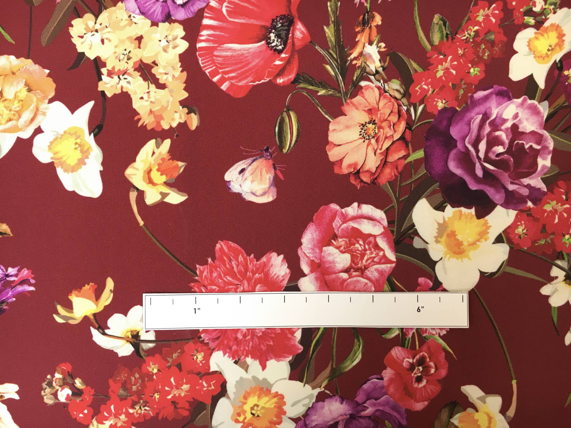 Printed 6Ply Silk Crepe with Large Vibrant Flowers 1