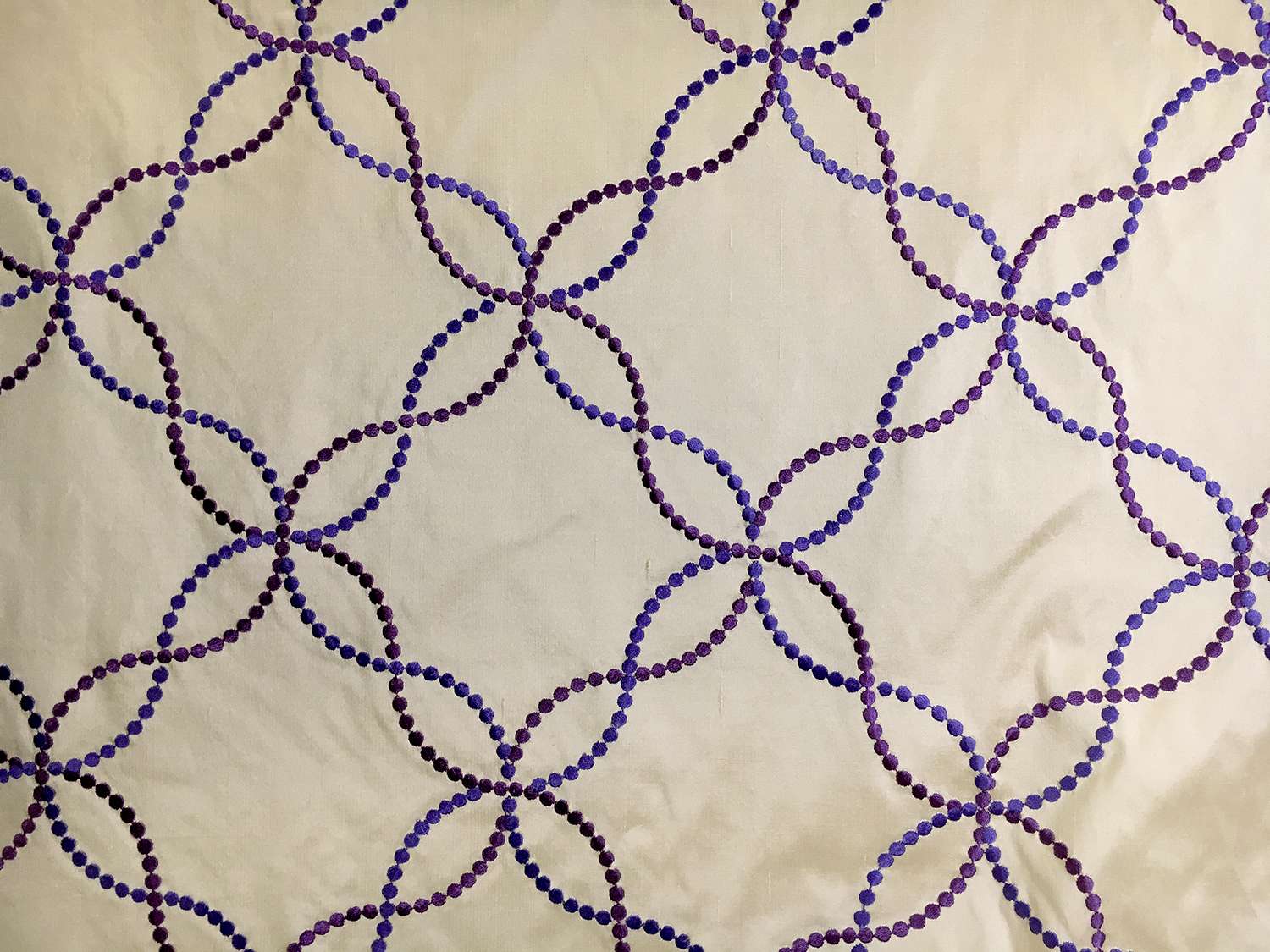Silk Shantung with Embroidered Intertwined Dots0