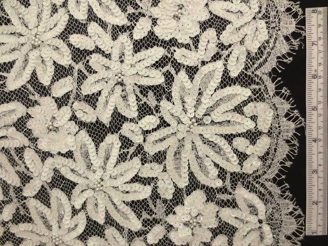 Beaded Metallic Chantilly Lace0
