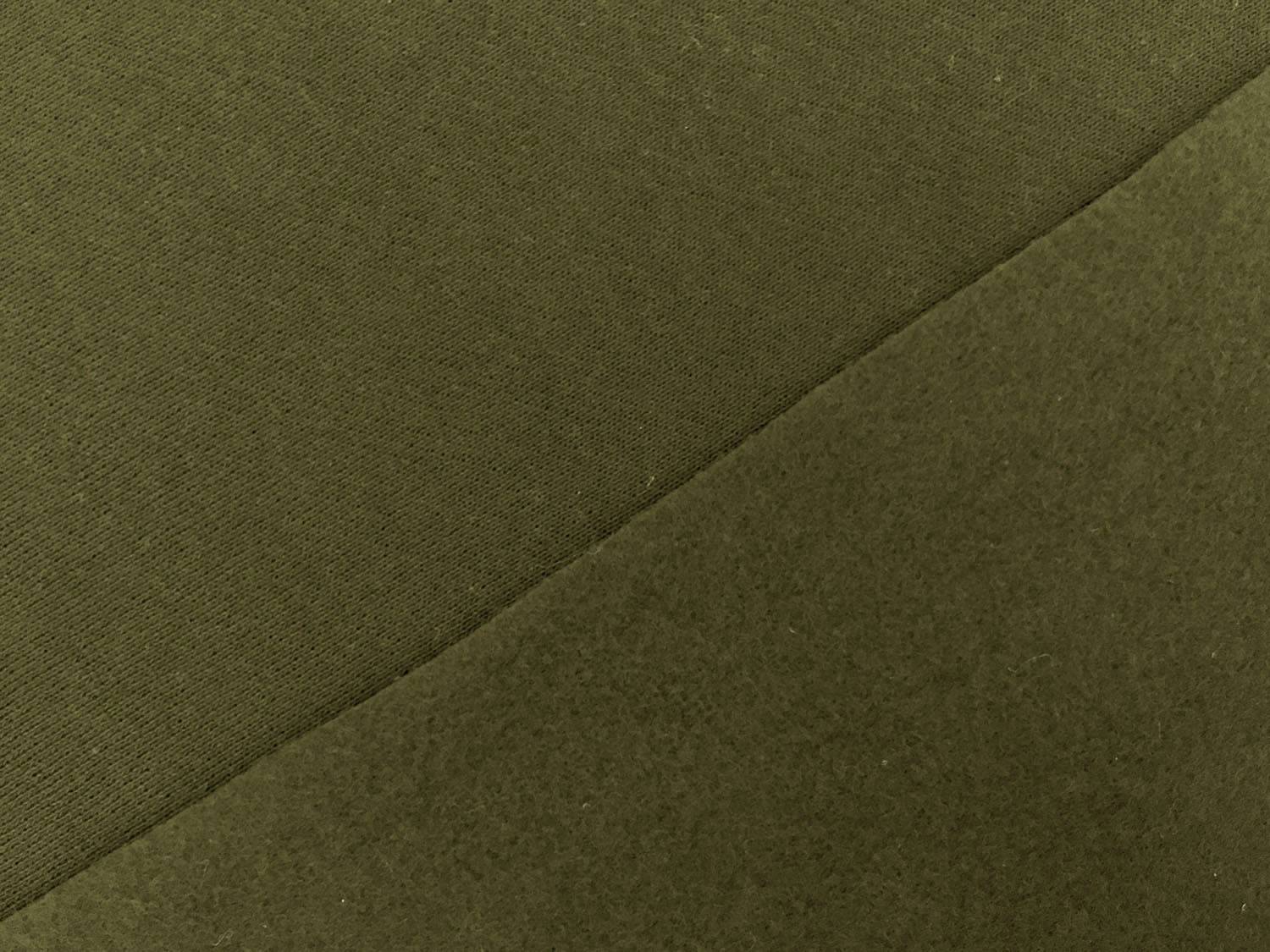 Japanese Cotton Sweatshirt Fleece in Olive Green0