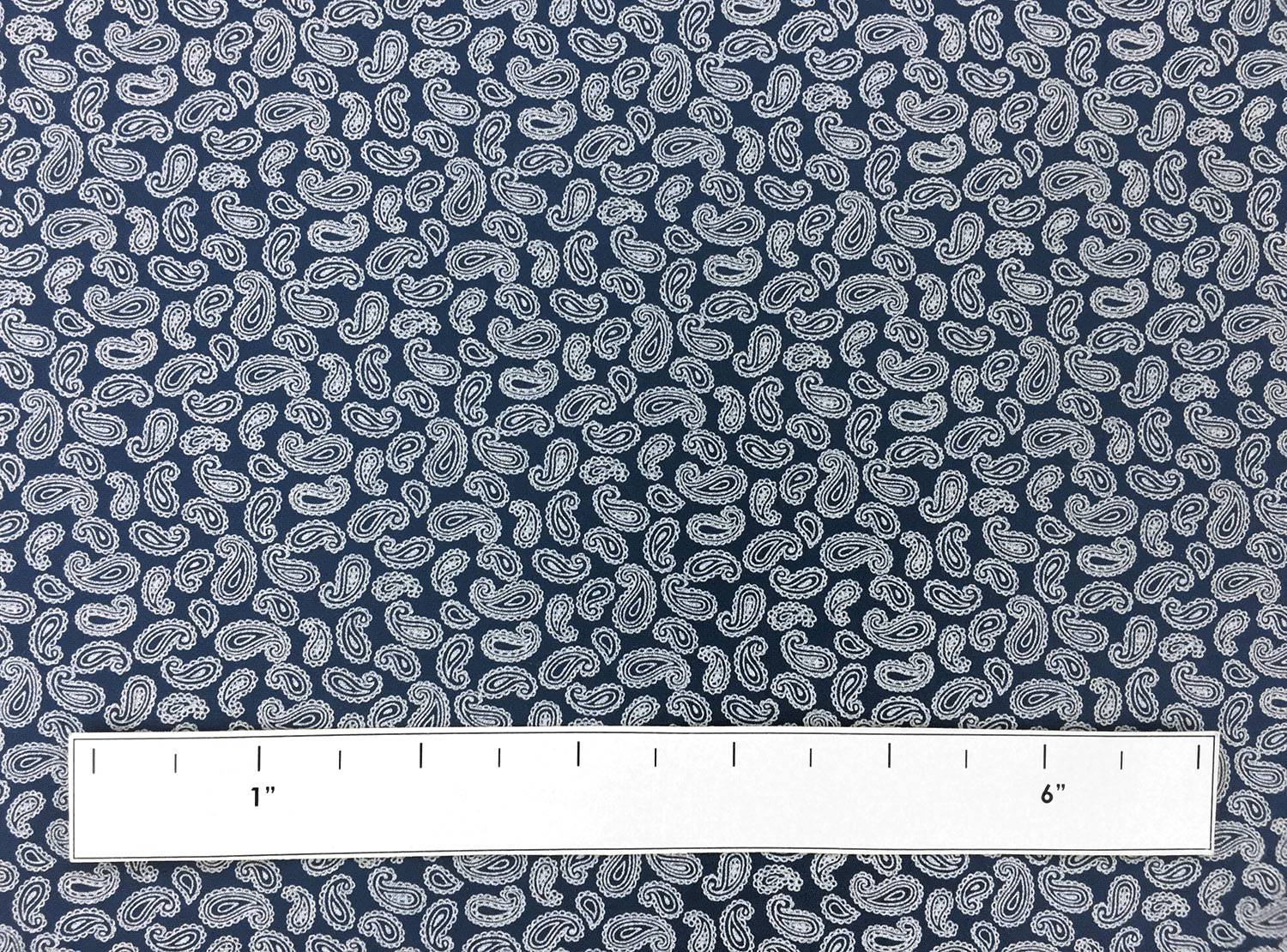 Cotton Broadcloth With Paisley Print in Navy And White1