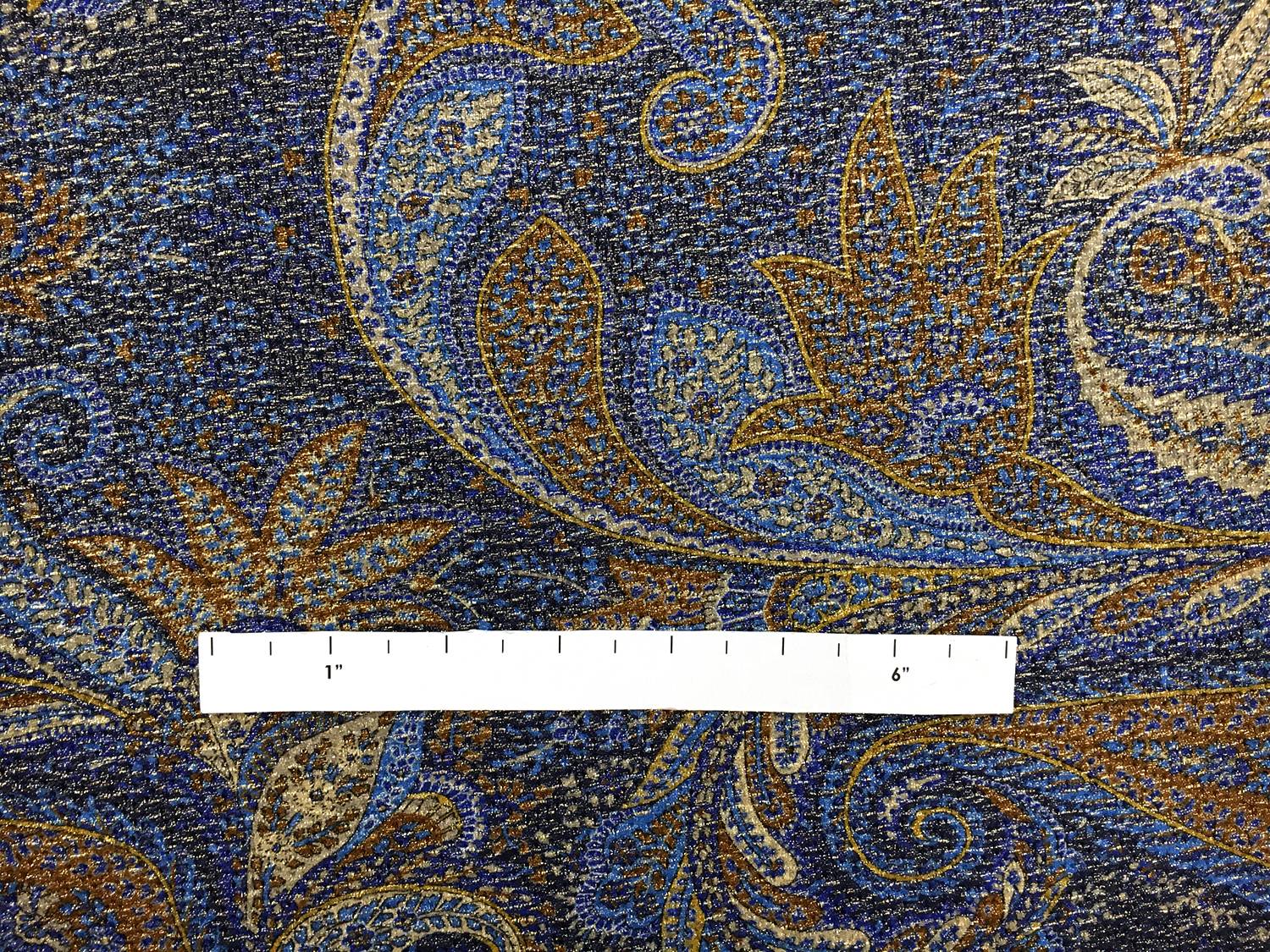 Silk and Wool Blend Metallic Crepe with Paisley Patterns1