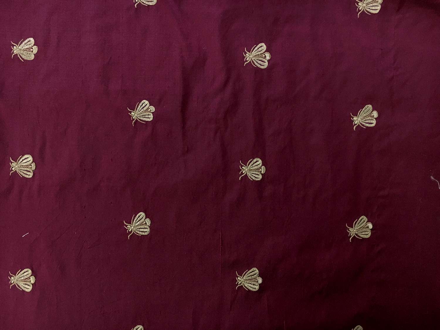 Iridescent Silk Shantung with Embroidered Moths0