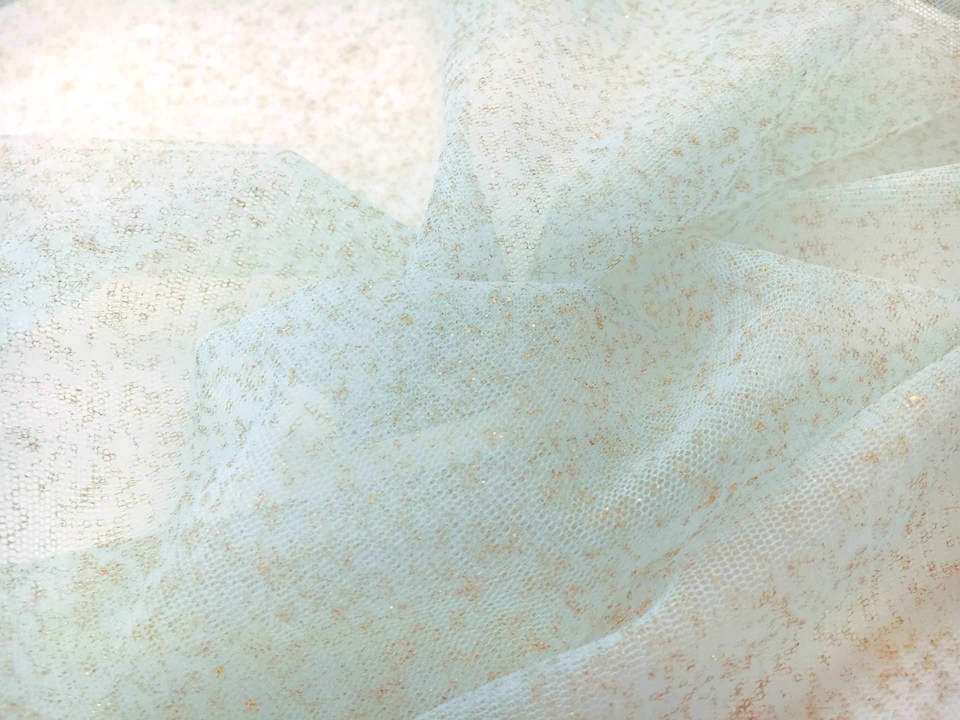 Metallic Nylon Tulle in Cilestre and Gold