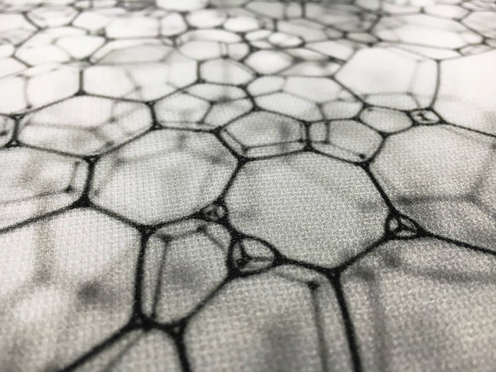Printed Silk Gazar with Abstract Bubble Geometric Print2
