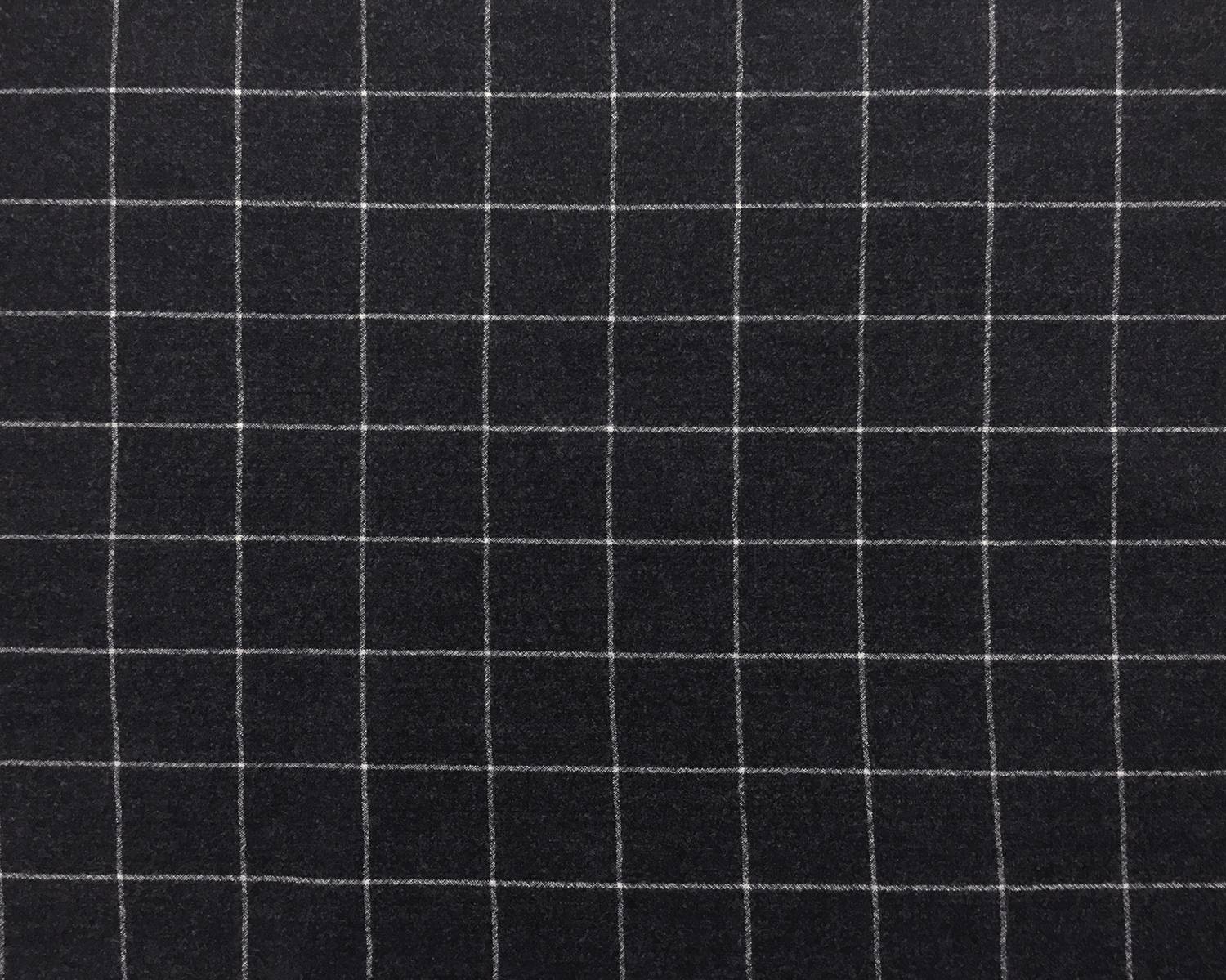Italian Virgin Wool And Lycra Window Pane Flannel in Charcoal0