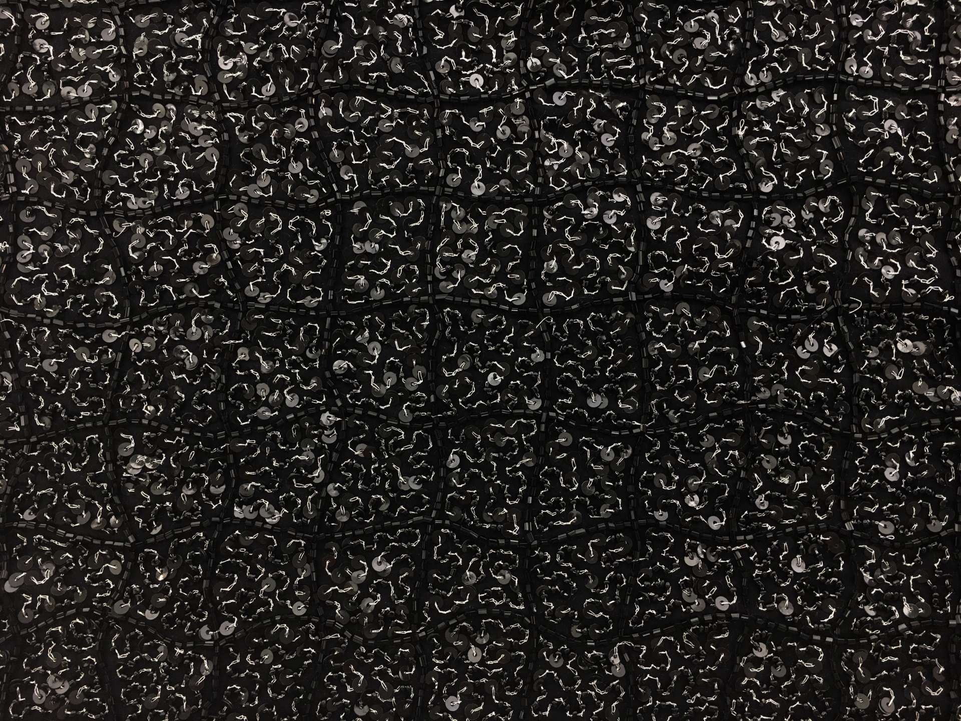 Sequins on Silk Chiffon with Bugle Bead Squares0