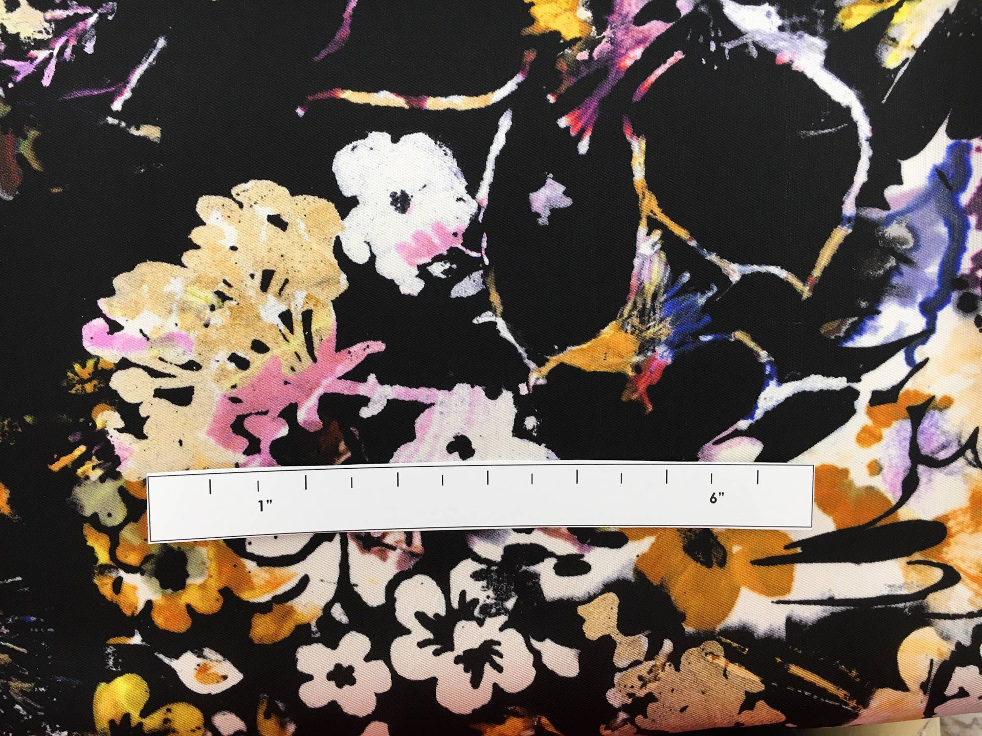 Printed Silk Mikado with Abstract Painted Flowers1
