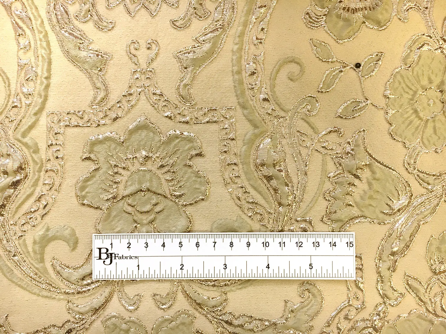 Silk Blend Metallic Cloqué Brocade with Rococo Floral Patterns1