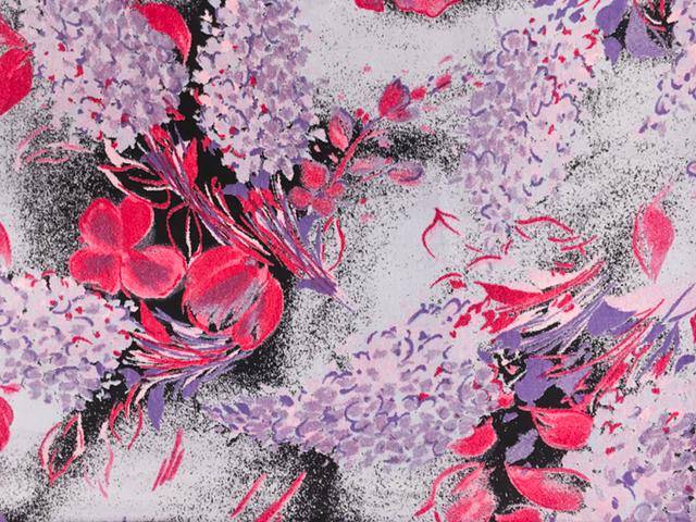 Printed Silk and Rayon Panné Velvet with Retro Floral Motifs0