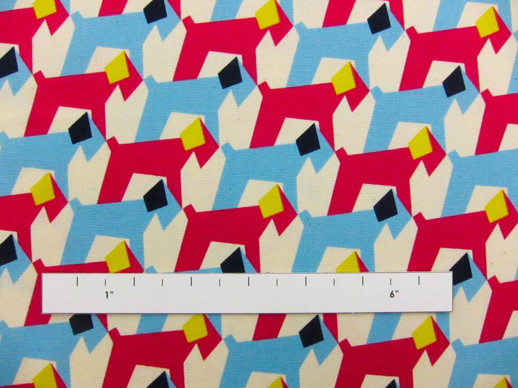 Japanese Cotton Light Canvas Dogs Print2