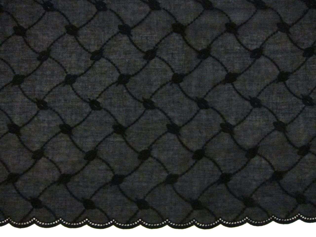 Embroidered Cotton with Eyelet in Black0