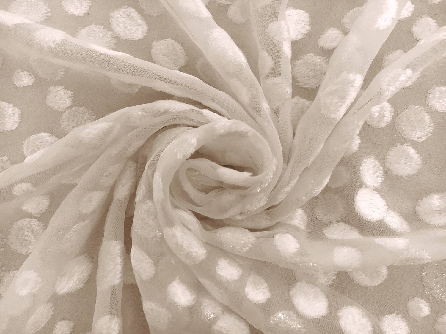 Silk Lurex Burn-Out Velvet Dots in Ivory 1