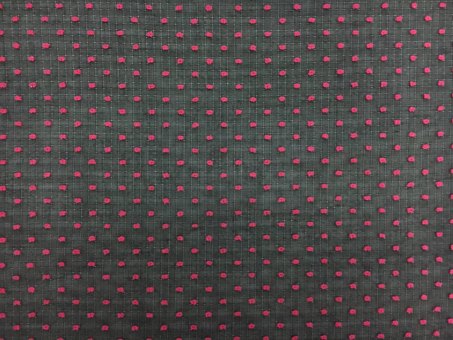 Cotton Plumetis in Black Fuchsia1