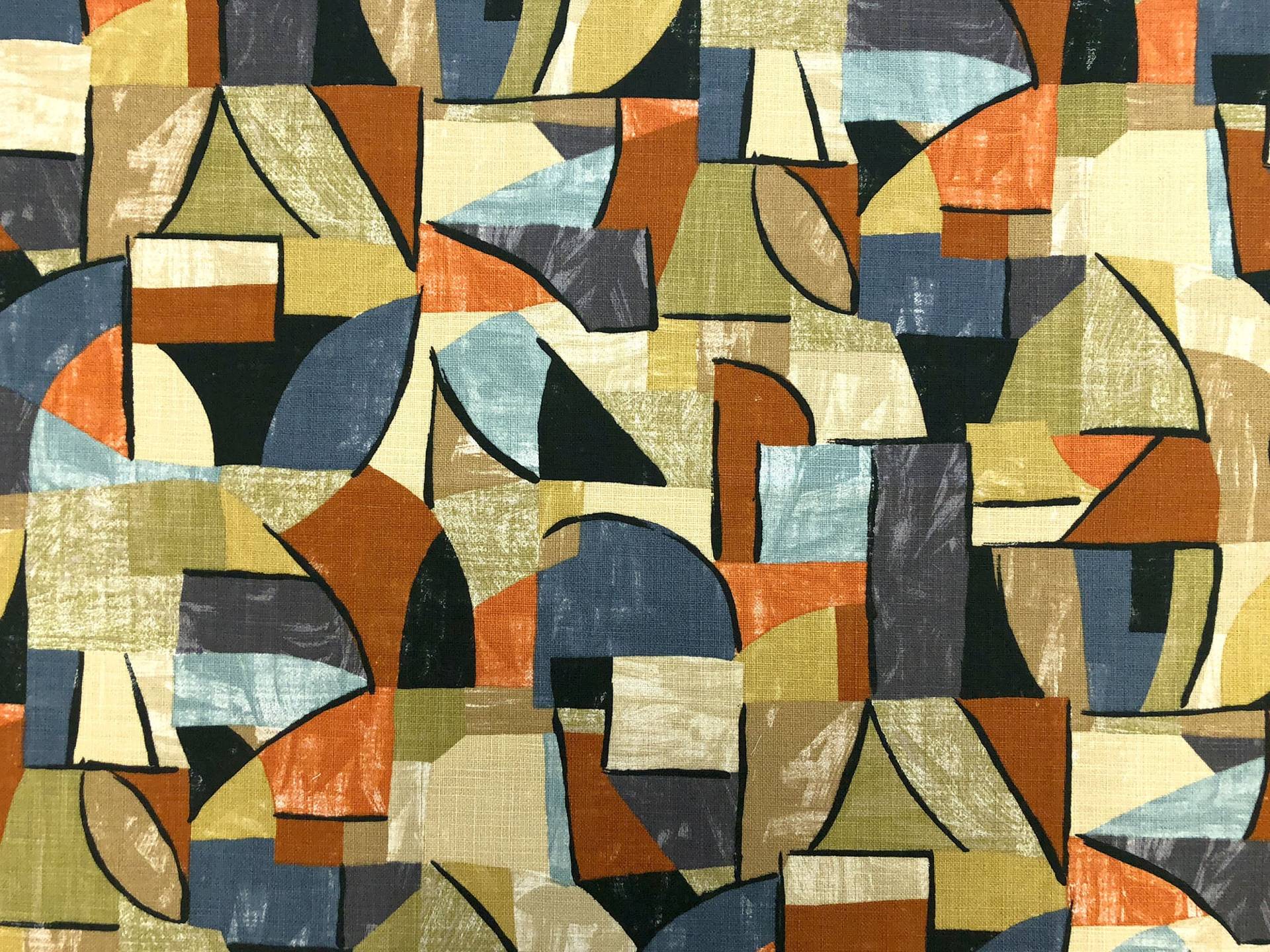 Cotton Canvas Upholstery Geometric Print0