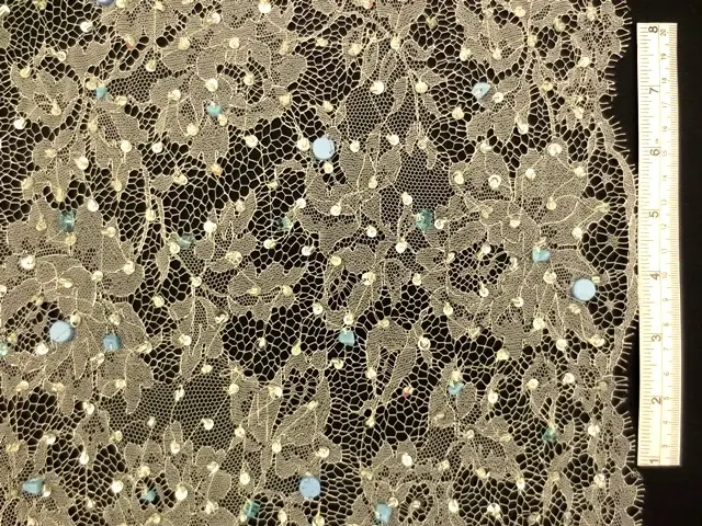 Beaded Metallic Chantilly Lace0