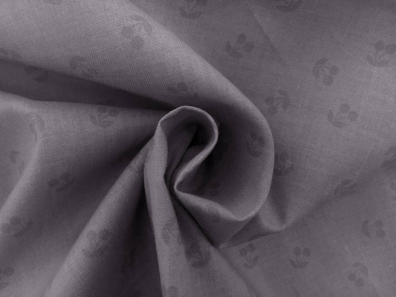 Cotton Broadcloth Cherries Print in Grey 1