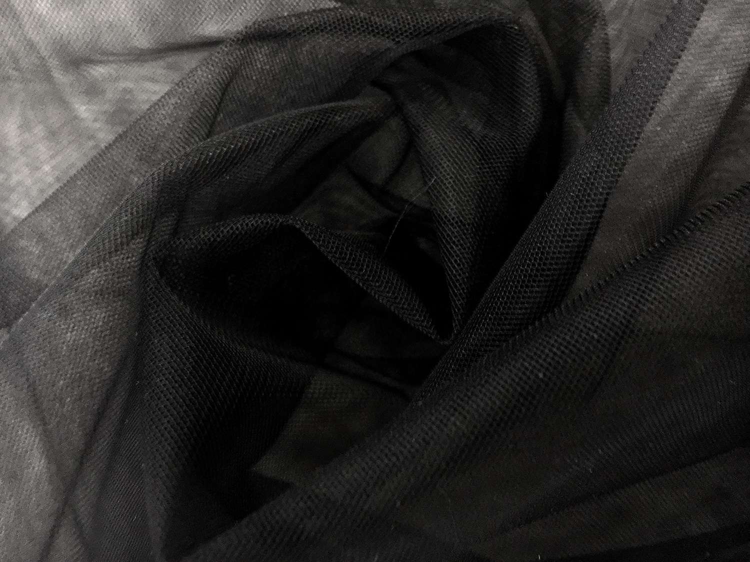 Ultra Fine Invisible Stretch Tulle in Nero0