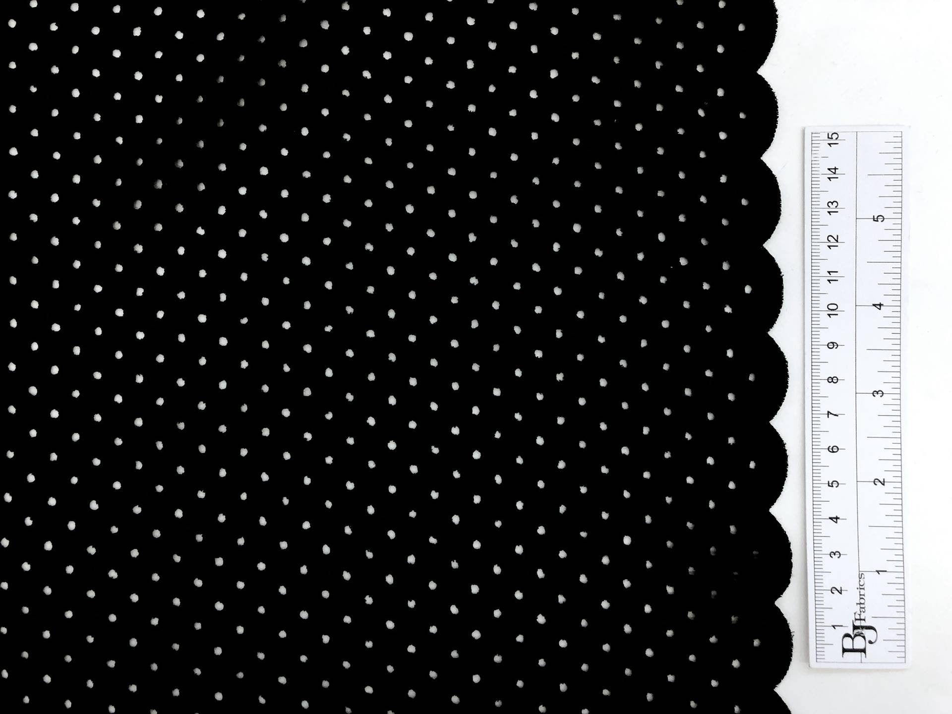 Cotton Eyelet with Scalloped Edge in Black2