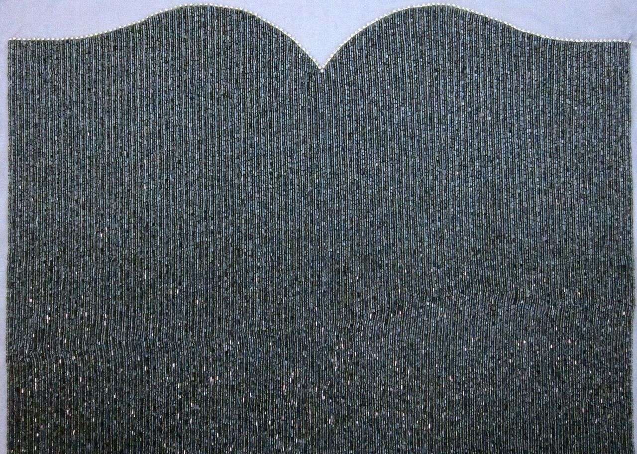 Suzanne Navy Bugle Bead Embroidered Tulle Bodice 0