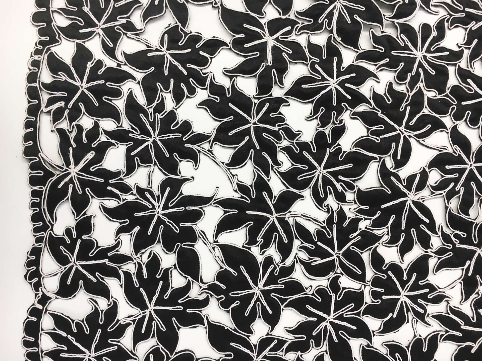 Corded Laser Cut Satin with a Double Scalloped Border0