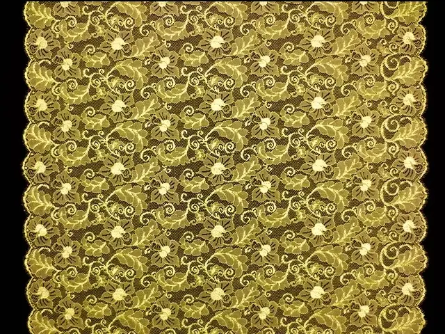 Double scallop floral chartreuse French Metallic Chantilly Lace