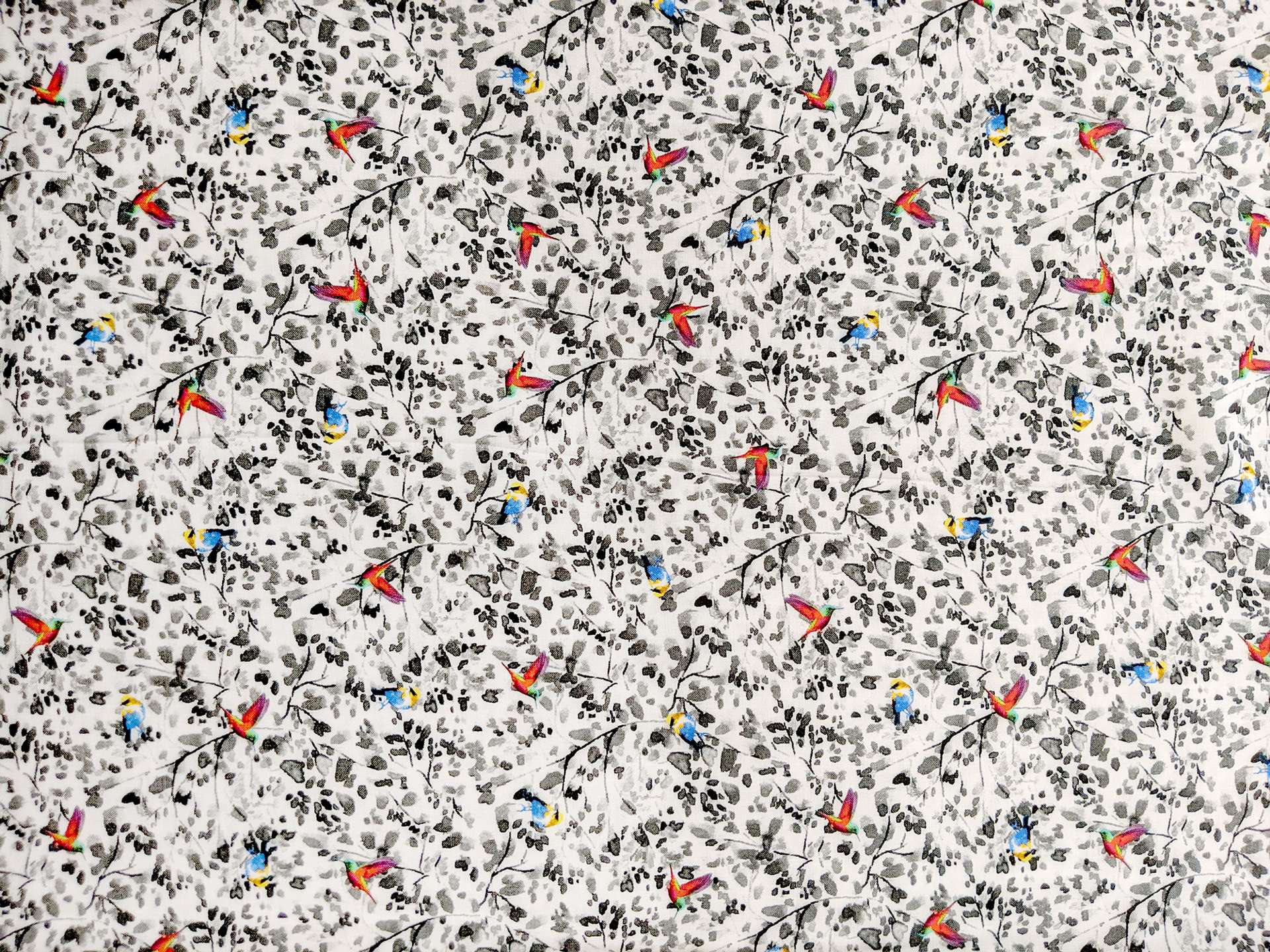Viscose Print with Small Florals and Birds