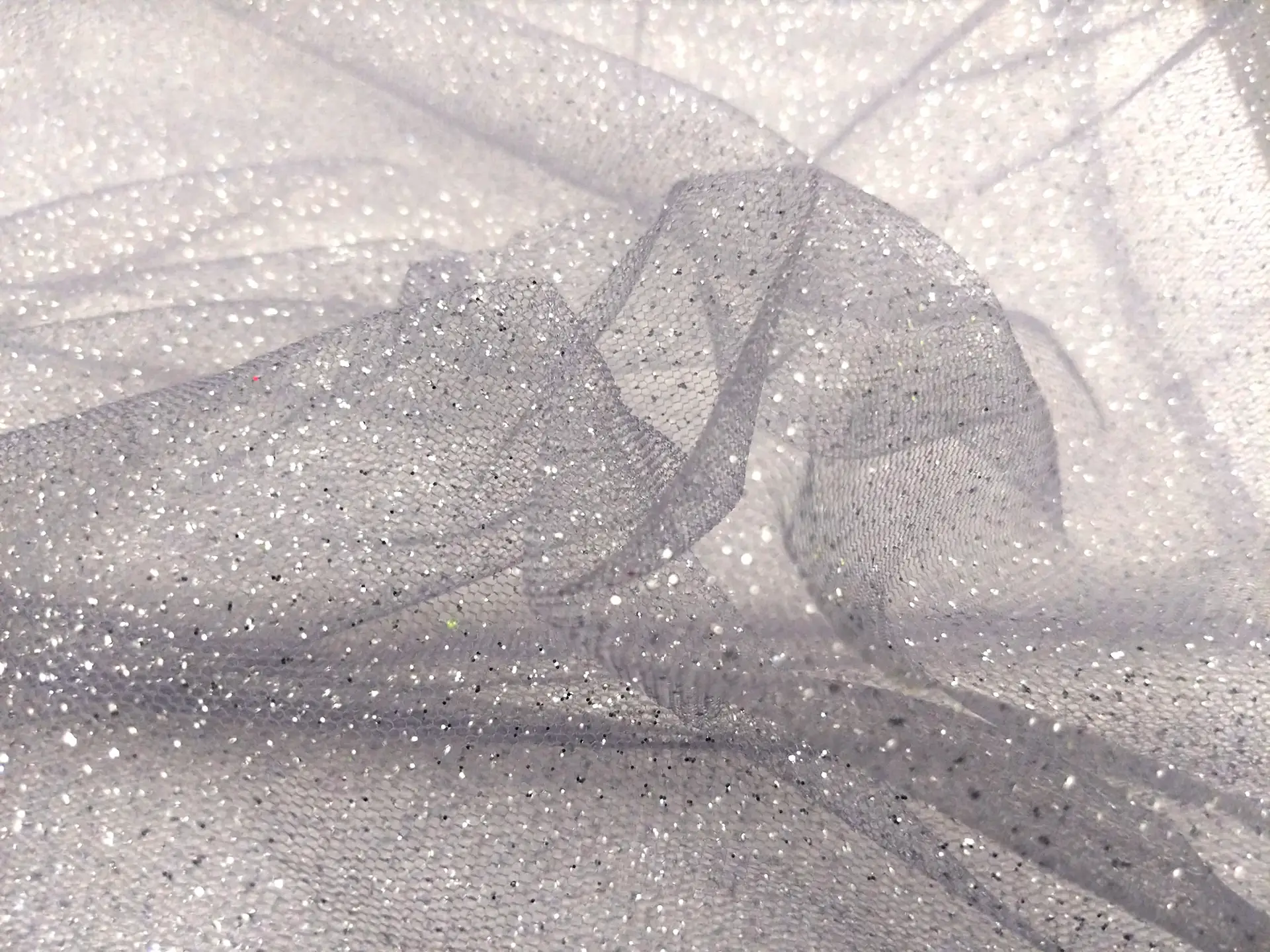 Glitter Tulle In Steel