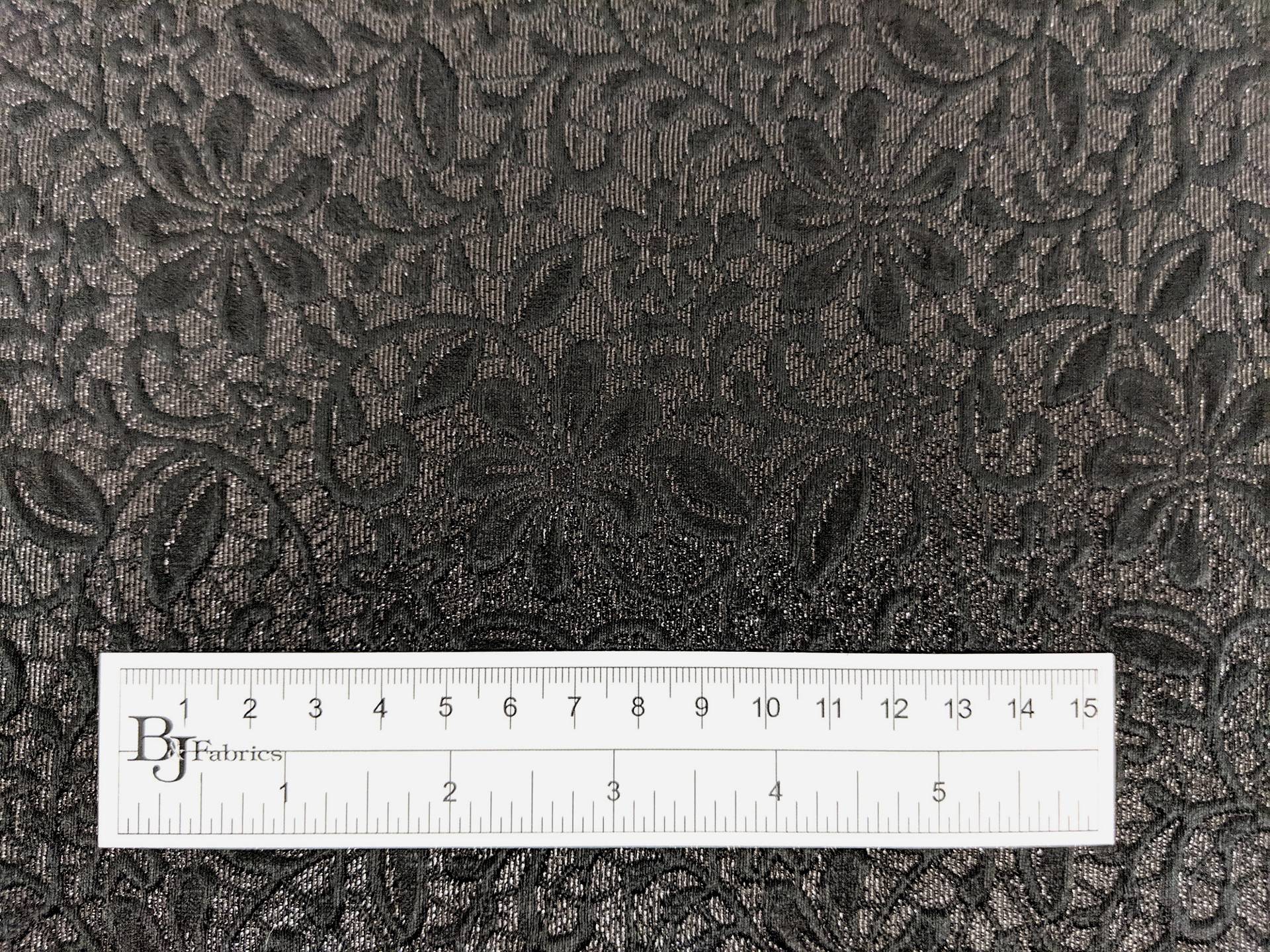 Swiss Silk and Polyester Blend Metallic Brocade with Floral Motifs