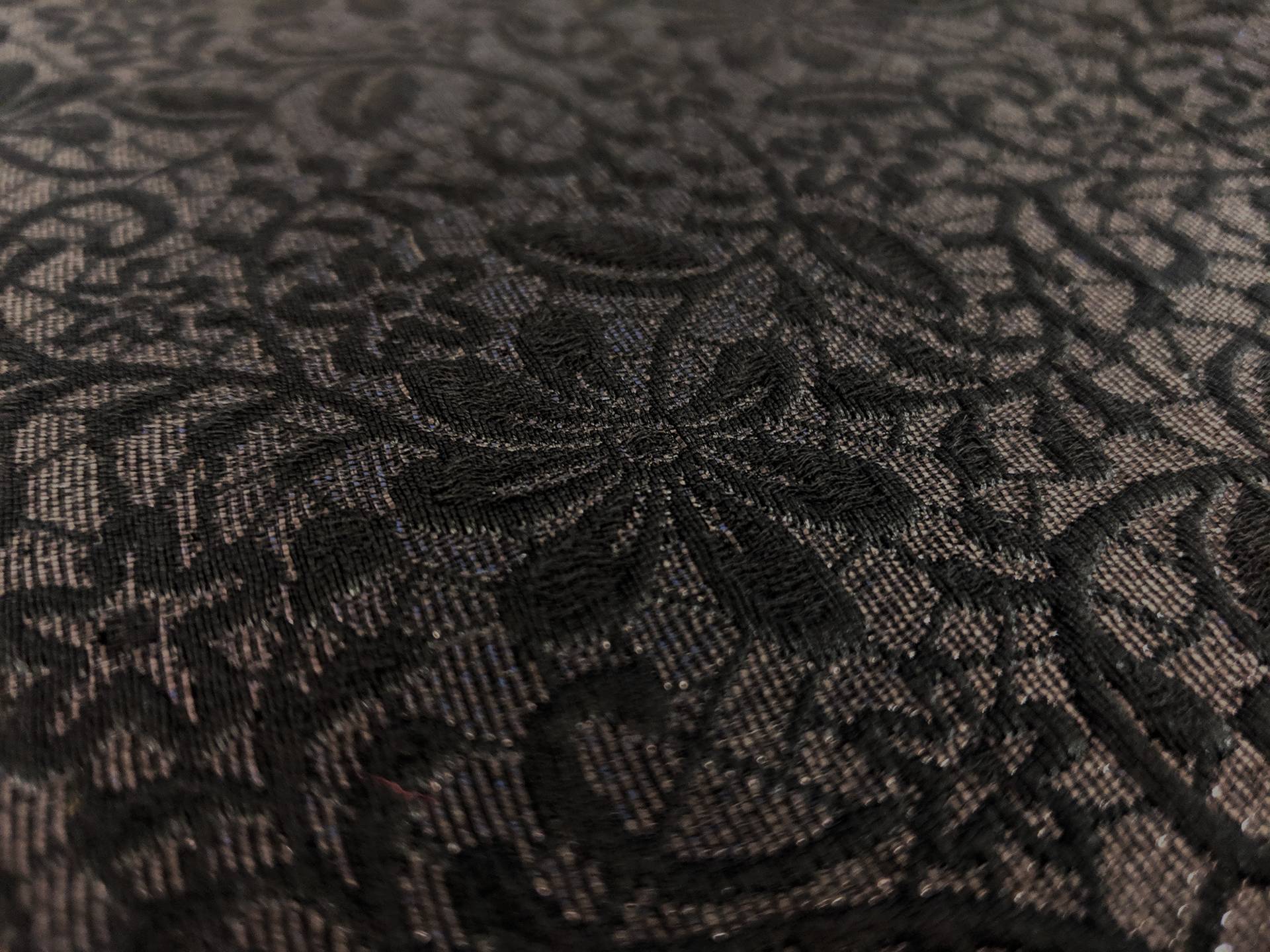 Swiss Silk and Polyester Blend Metallic Brocade with Floral Motifs