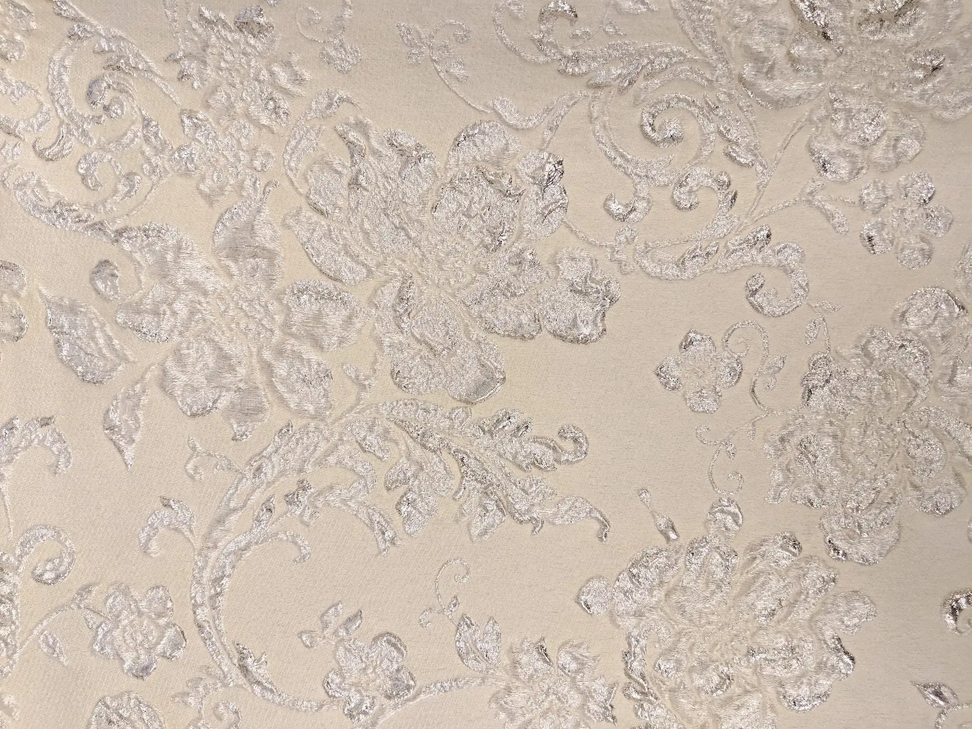 Silk & Polyester Blend Metallic Floral Cloqué Brocade